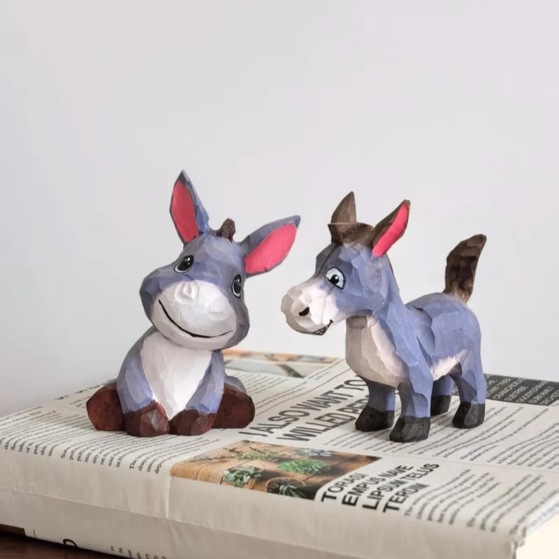 الحبيب حمار اليد منحوتة الخشب مكتب الحيوان تمثال دراسة زينة المنزل تماثيل صغيرة على شكل حيوانات طبيعة الحرفية حلية اليدوية هدية