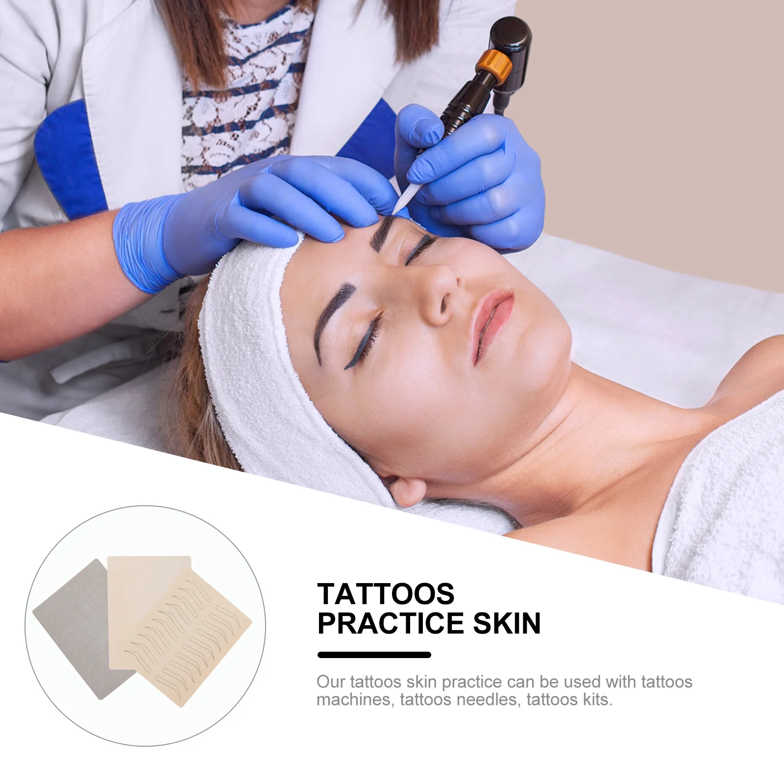 

3Pcs Tattoo Practice Skin Flexible Silicone Fake Skin for Beginner Training Eyebrow Simulation Tattooing