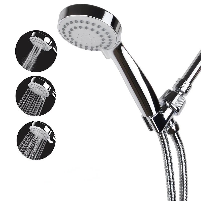 Bathroom Shower Set, Shower Three-way Arm Seat Hose Pressurized 3 Function Shower Set