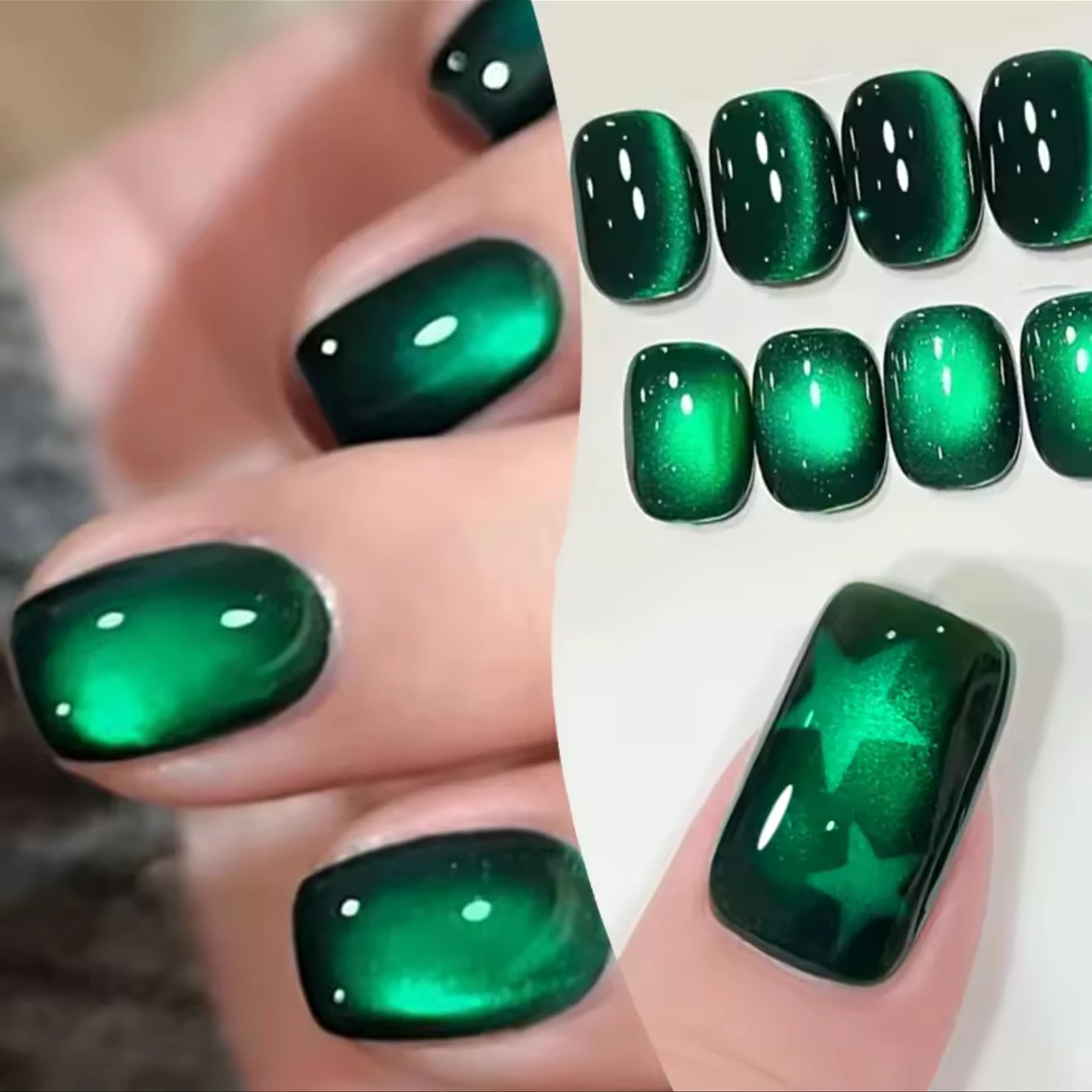 10ML 1-21 Stück Bestseller Aufhellender Grüner Glasperlen-Magnet Katzenauge Gel Nagellack Grüne Nägel UV-Licht Nägel Nagelzubehör