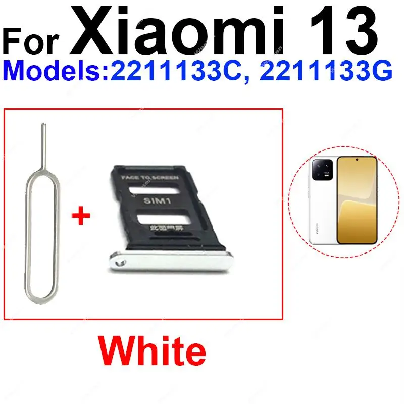 Sim Card Tray For Xiaomi 13 13 Pro 13 Ultra 13 Lite Reader Holder Sim Card Slot Scoket Adapter Replacement Parts