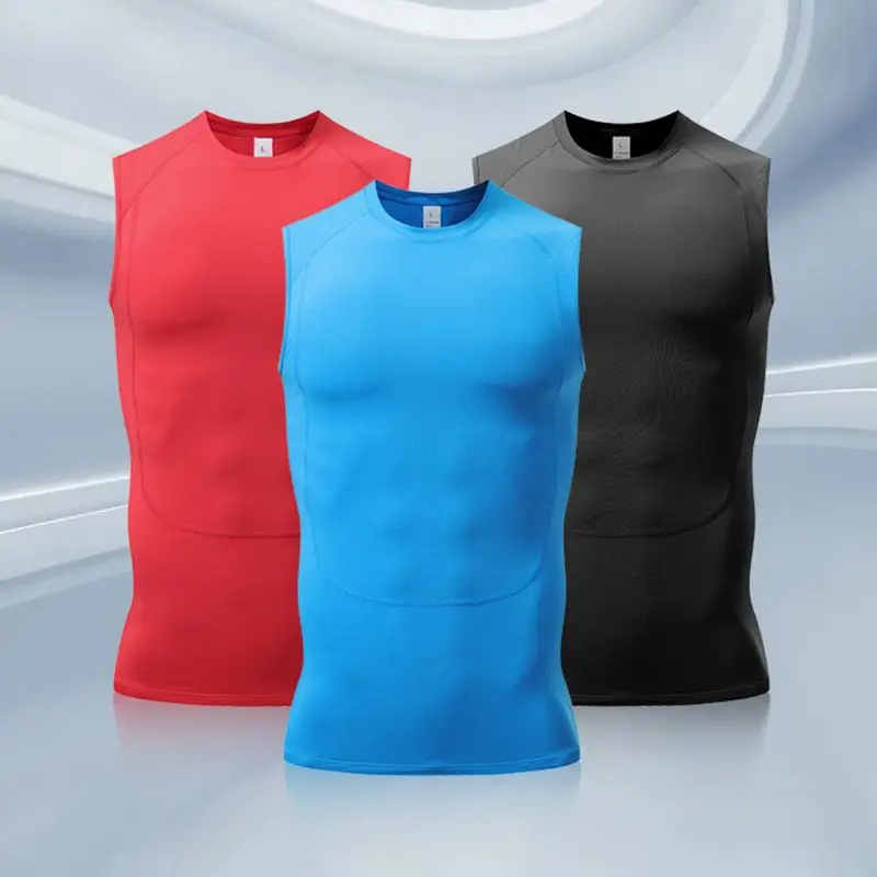 

Men Sports Vest Compression Tank Tops Gym Workout Running T-shirt Summer Athletic Sleeveless Undershirt Base Layer Quick Dry Top