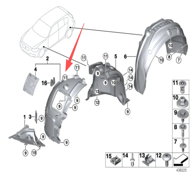 51717312837 Front Left Wheel Mudguard Inner Fender For BMW Front Left F20 116 d 118 d xDrive 120 d xDrive 125 iM 140 i xDrive