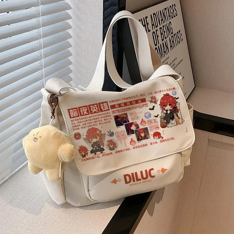 CyFashion Genshin Impact Wanderer 숄더백 Anime Genshin Impact Xiao Venti 배낭 학교 가방 고대 학생 캐주얼 대형