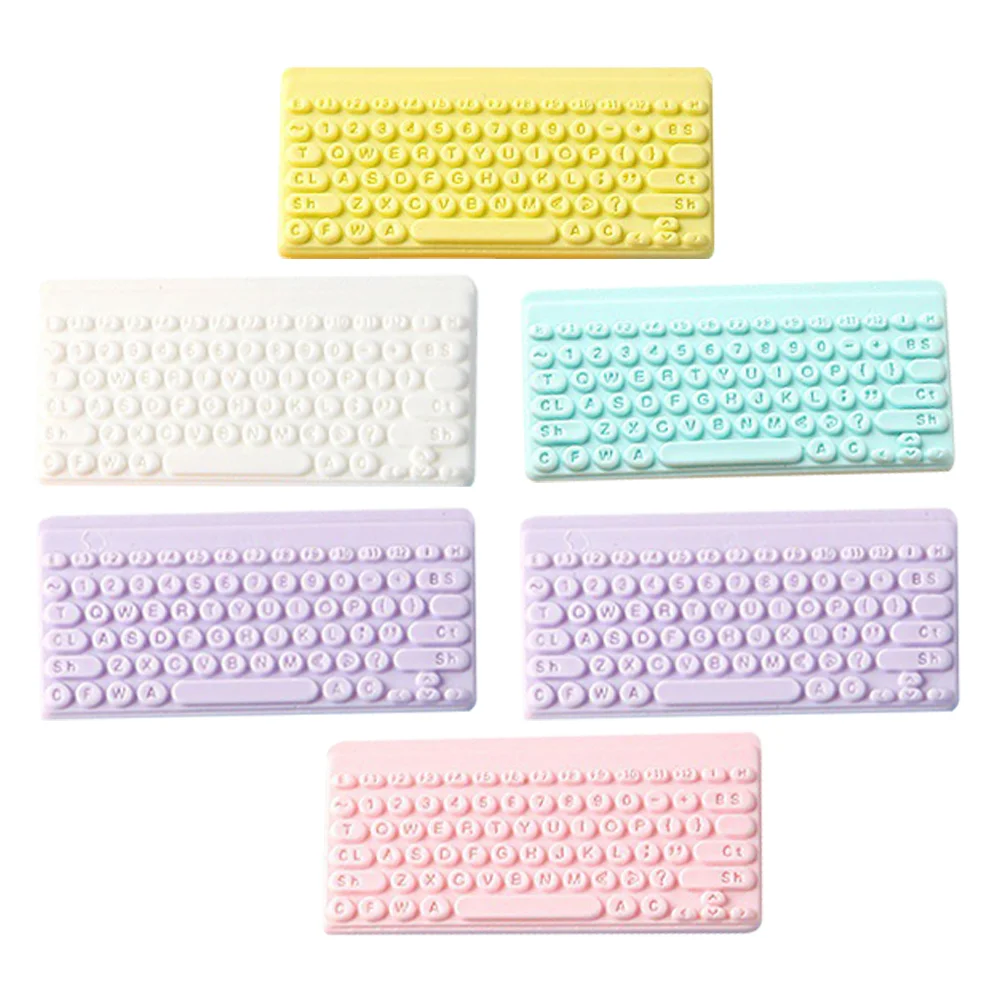 

6pcs Diy Mini Keyboards Miniature Colored Keyboard Models House Decoration Key Chain Pendant