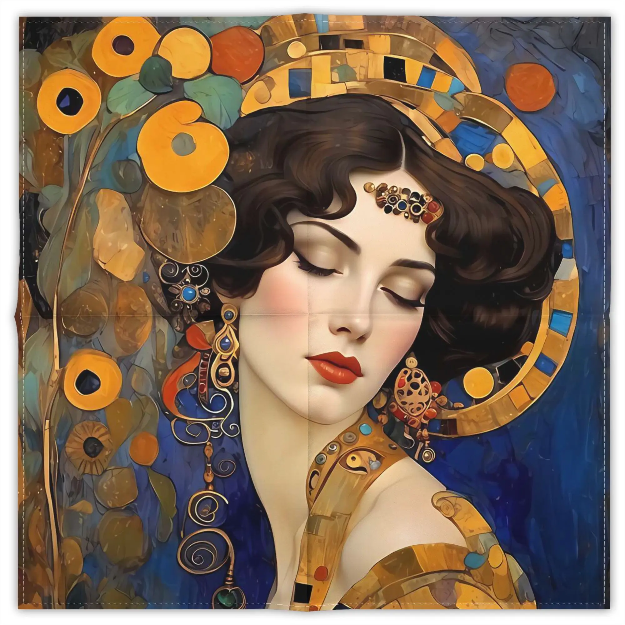 lenco-quadrado-decorativo-de-poliester-estampado-com-arte-de-pintura-gustav-klimt-para-uso-diario