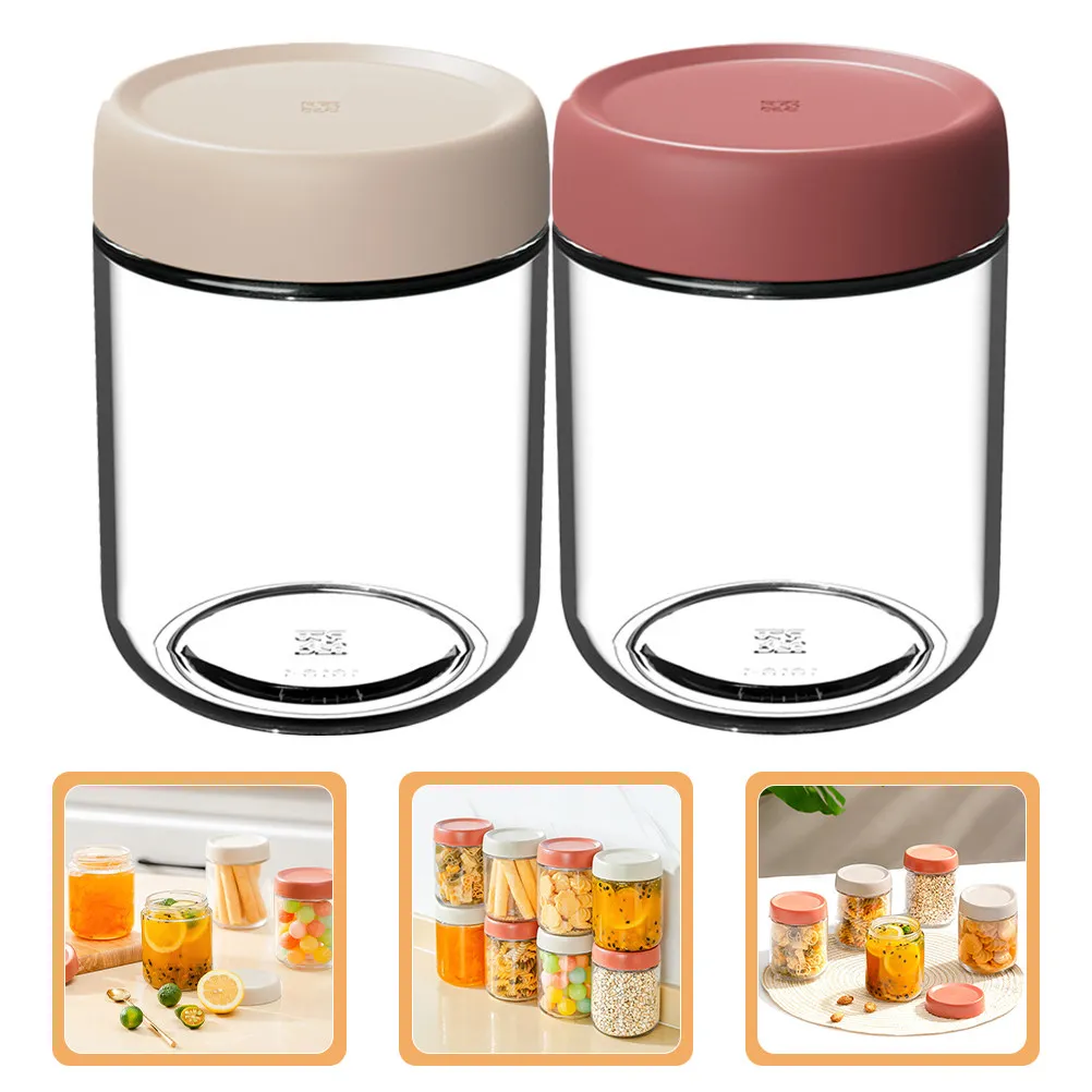 2Pcs Airtight Glass Canister with Silicone Seal Wide Mouth Transparent Food Storage Jar for Rice Pasta Cereal Tea Coffee Sugar
