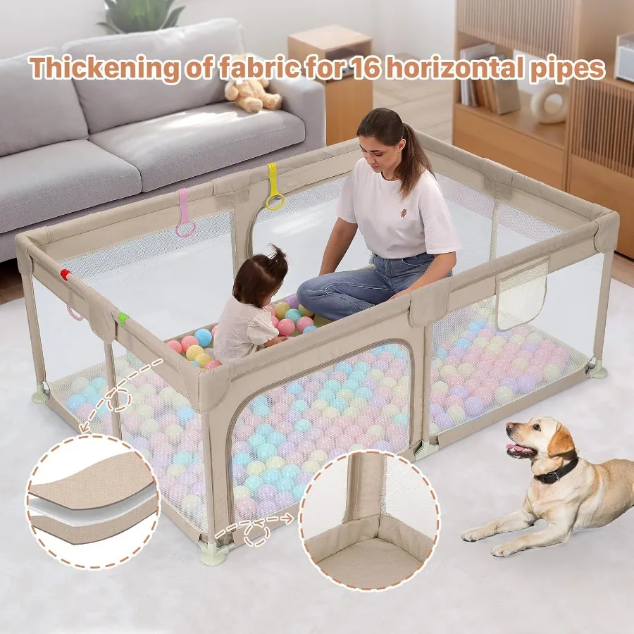 Large Baby Playpen 71×47 Inch Big Play Pens for Babies and Toddlers- Indoor and Outdoor Safe Play Area Soft Breathable Visible