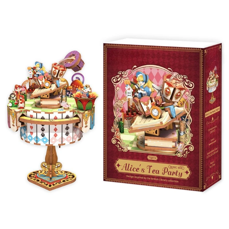 

Alice Tea Party music box assembly handmade 3D wooden gifts