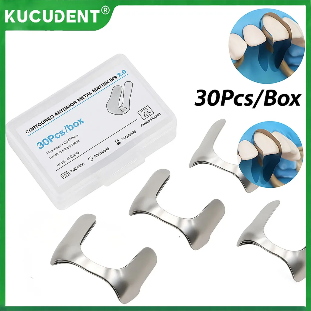 

30Pcs/Box Dental Sectional Matrix System Contoured Anterior Metal Matrix Bands for Anterior Teeth Restoration Dentsitry Material