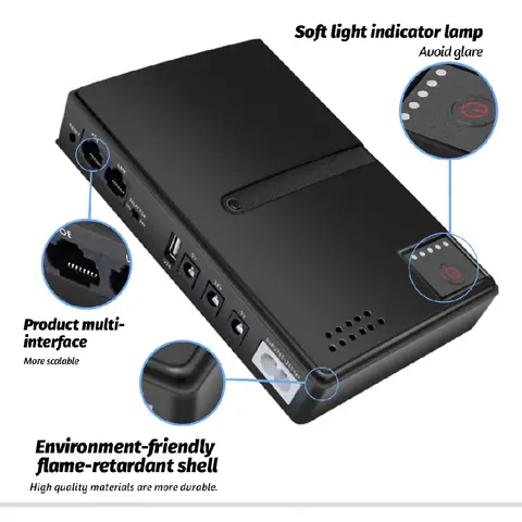 Bilashmart 【Without Battery】Mini DC UPS Uninterruptible Power Supply 18650 Replaceable Battery Backup 5v 9v 12v 220V for Router Wifi Modem