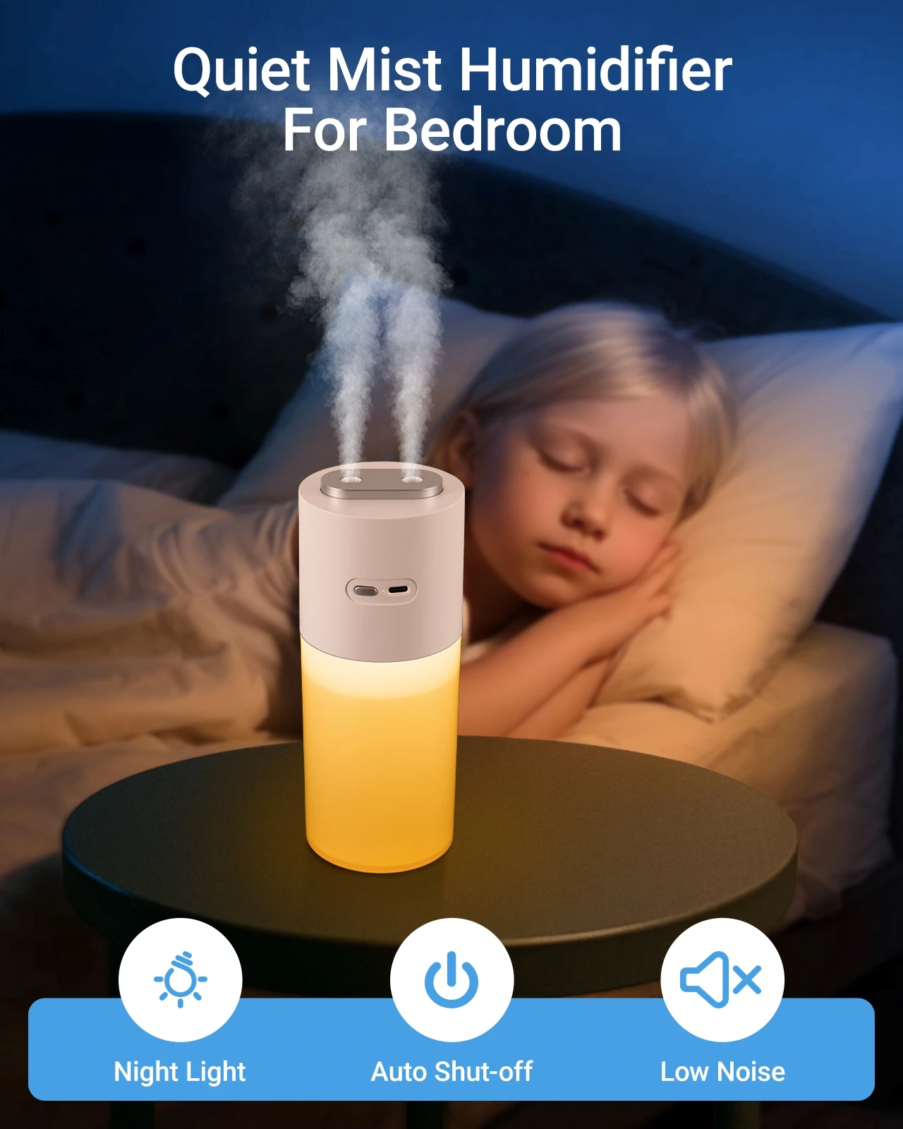 Hipacool Plug-in Air Humidifier Double Spray Port 400ML Big Mist Air Diffuser with LED Light for Car Home Office Cool Mist Maker