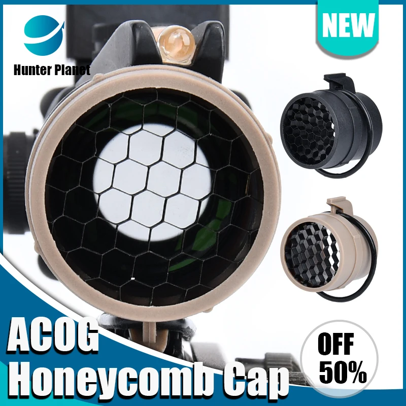 Tactical ACOG Net Honeycomb Mesh Cover Cap Front Lens Protector Anti-Reflection Hunting Weapon airsoft Accessories