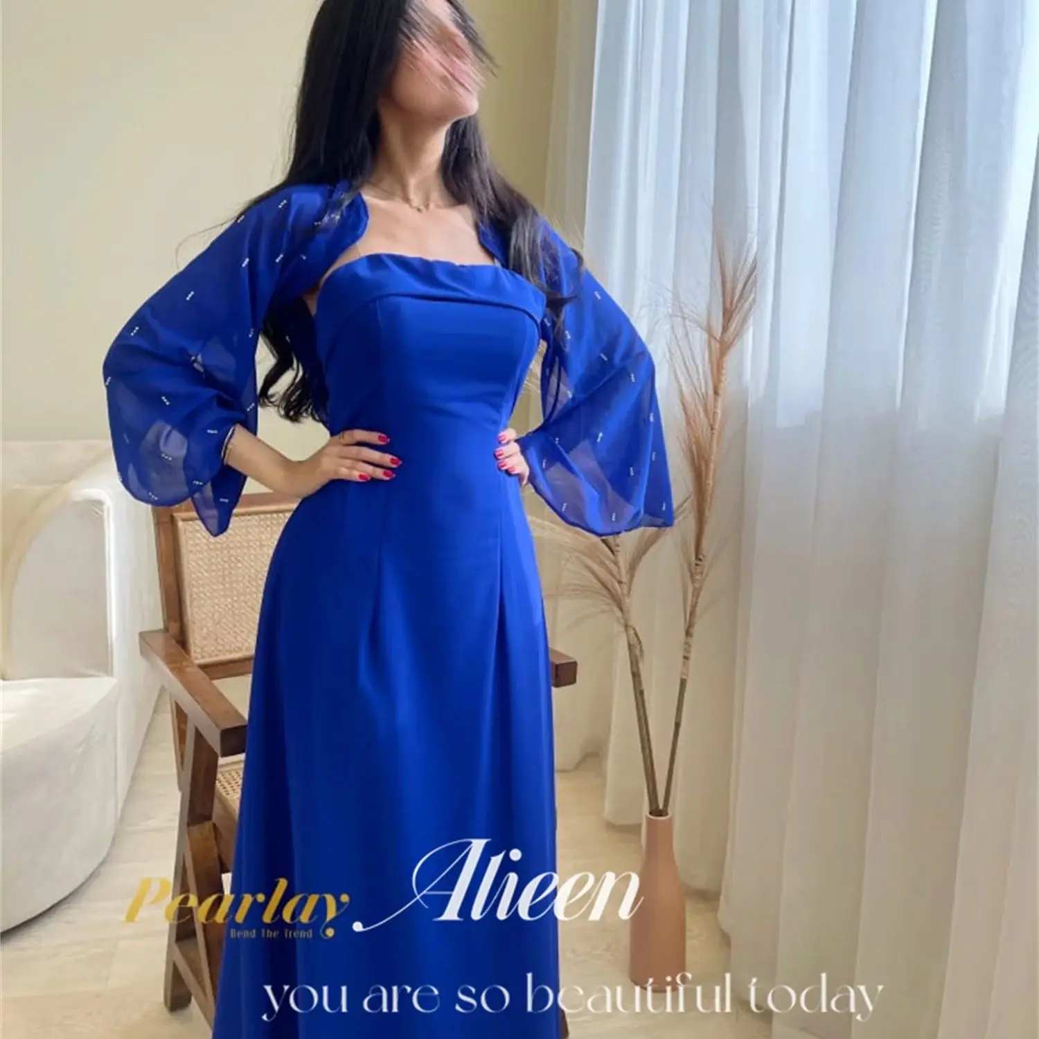 Aileen Grace Blue Two Piece Set Chiffon Elegant Party Dresses for Women 2024 Robe De Soiree Femmes Happy Sharon. Wedding Dress