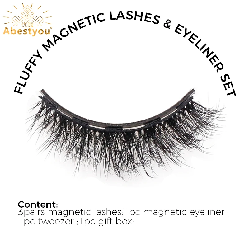 

Abestyou Short 10mm Natural Fluffy Magnet Mink Lashes Type 5d Strong Magnetic Eyeliner Kit With Eyelash Holder Wholesale Vendor