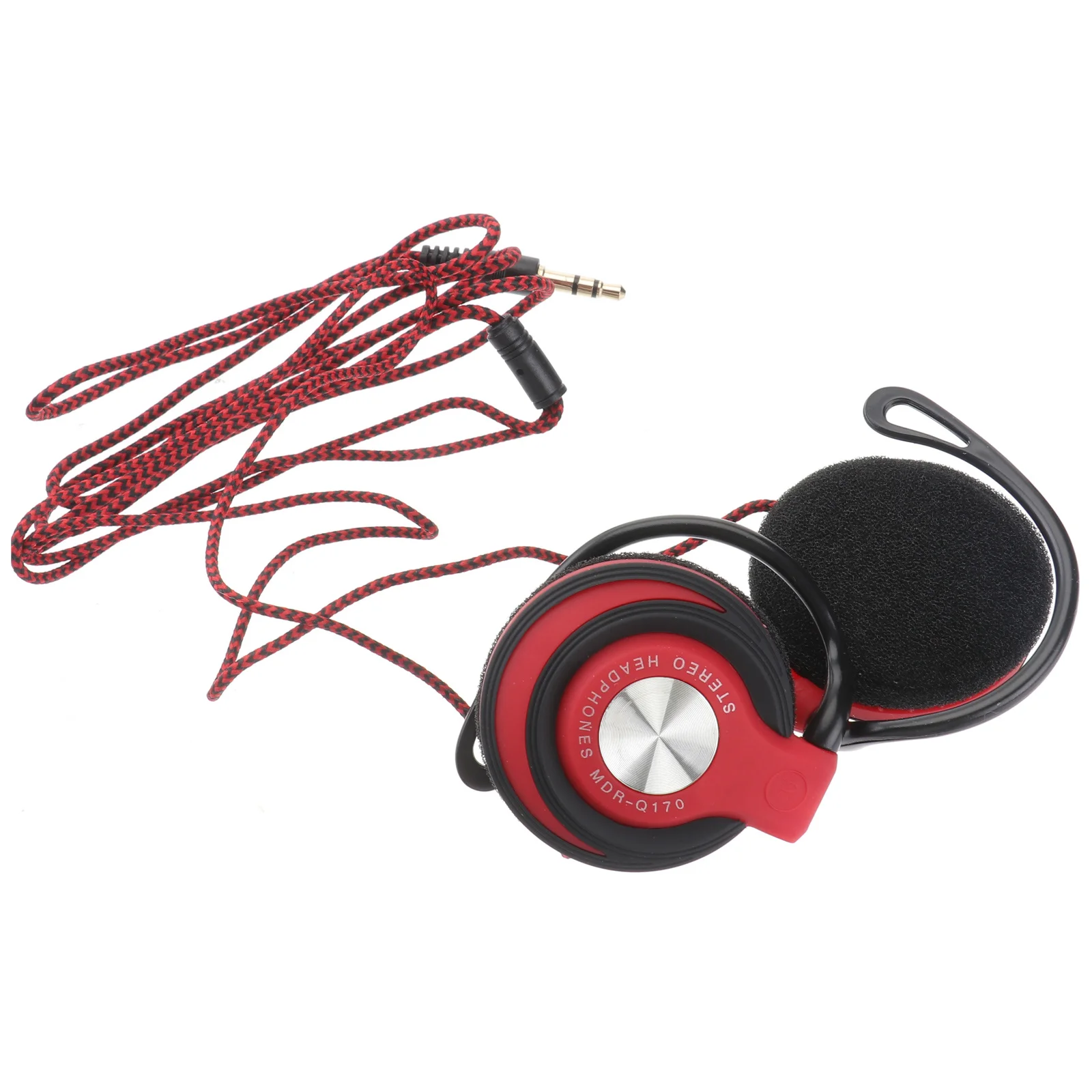 

Stereo Clip on Ear Headphones 3.5mm Wired Earhook Earphone for Computer Mp3 Red Excellent Sound Quality Lightweight Design