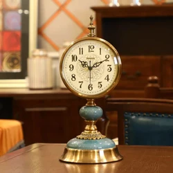 European Retro Table Clock Living Room Household Desk Clock Ornaments High-end Clocks American Light Luxury Pendulum Clocks