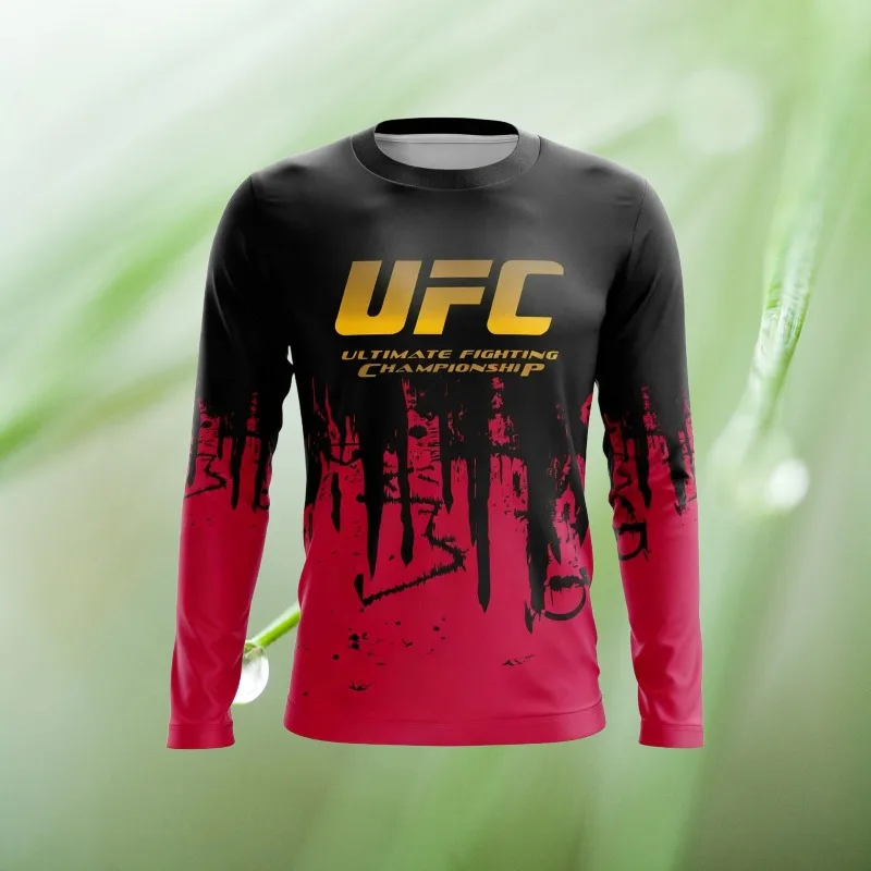 MOTO-2025 Camiseta de manga larga UFC de verano para hombre, ropa deportiva para Fitness, Top de boxeo al aire libre, ropa transpirable para hombre