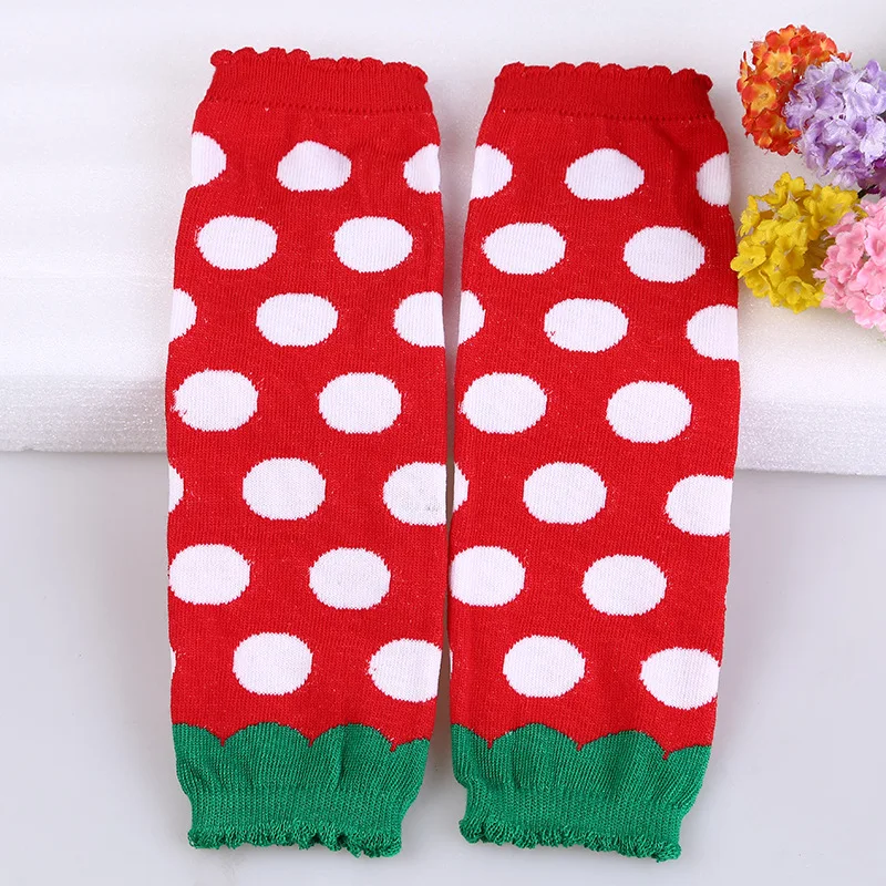 Red Strawberry Polka Dot Pattern Cotton Kids Girls Leg Warmer For Baby