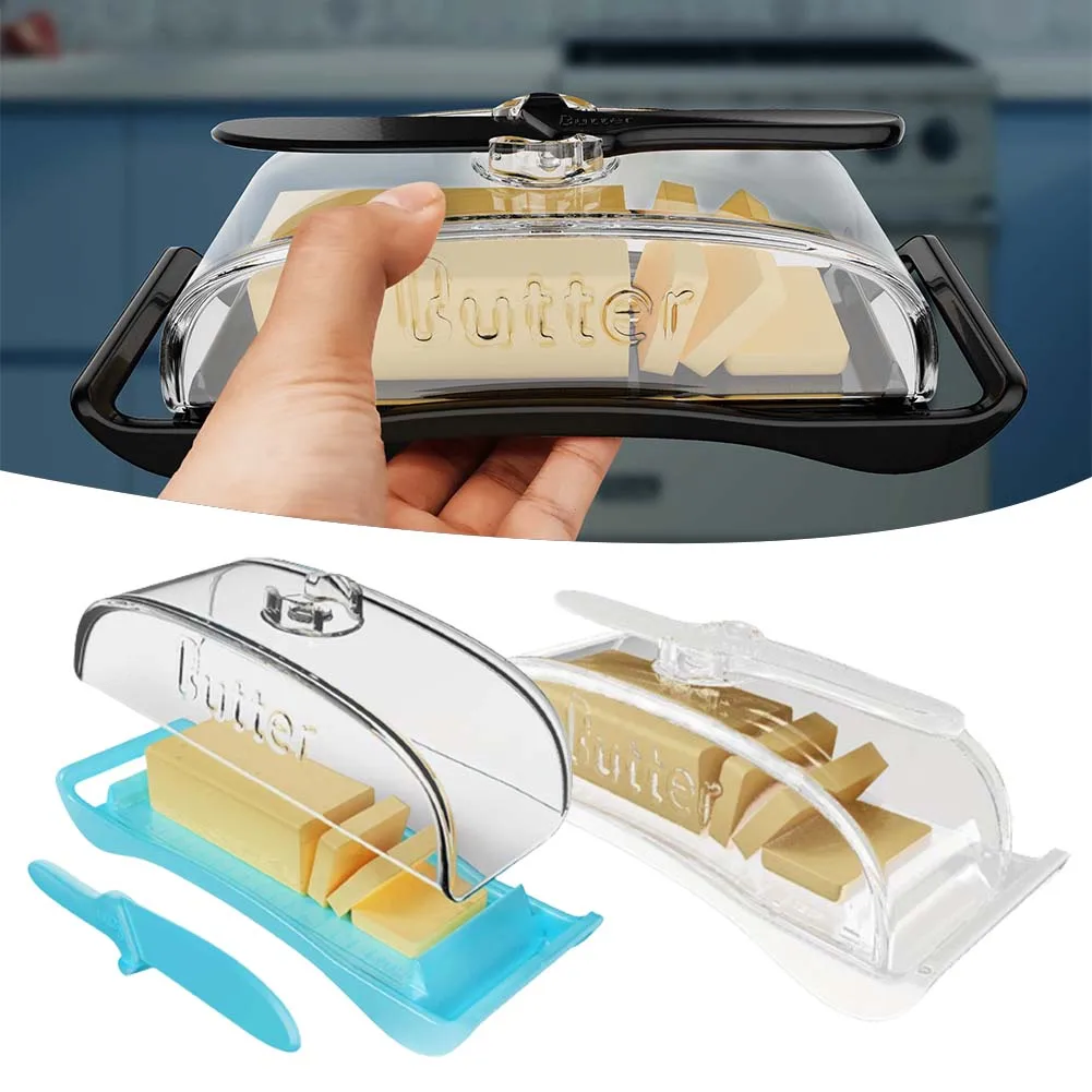 Contenitore creativo per burro in plastica con coperchio, coltelli, bilancia, cucina a bassa temperatura, formaggio, torta, snack, frigoriferi, scatola di conservazione della freschezza