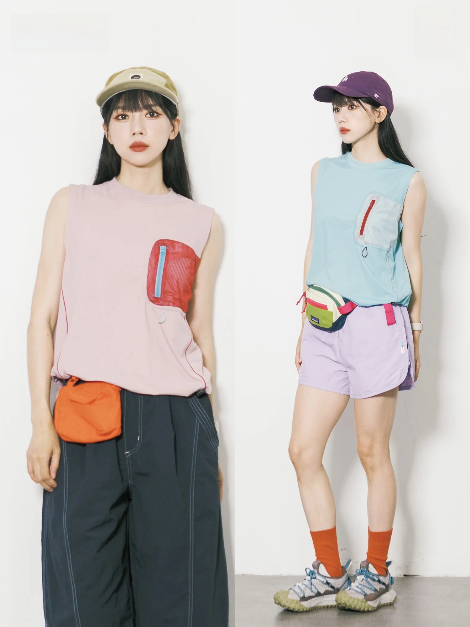 Outdoor Women's Sleeveless Vest RCDB Light Cool Sensation Color Block Pocket High Elasticity Quick Dry Breathable Sports Fitn...