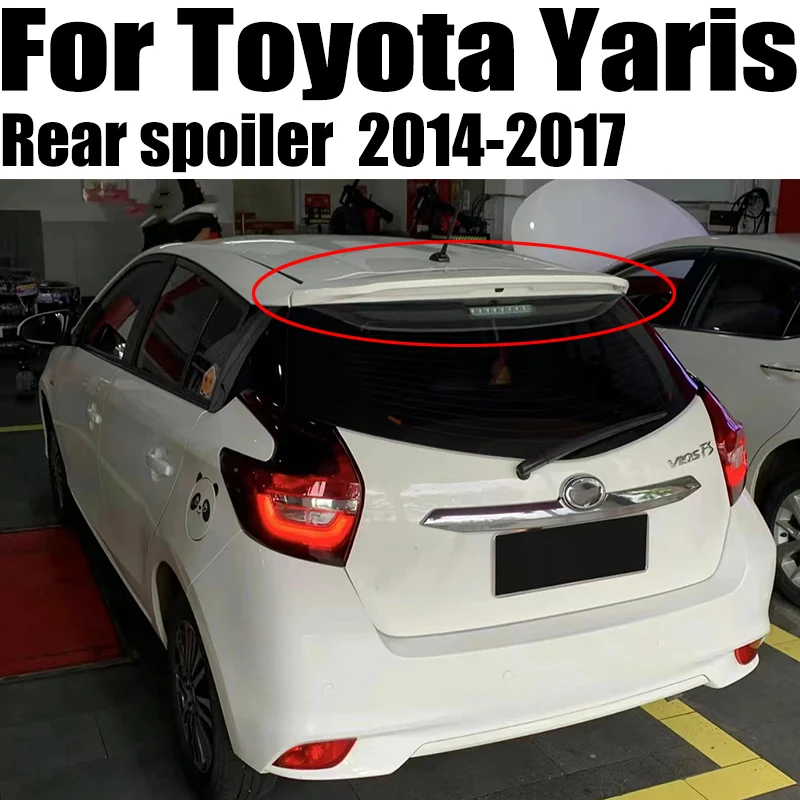 

For Toyota Yaris Hatchback 2014 15 16 17 Rear Roof Trunk Lid Car Spoiler Wings Carbon Black Exterior Tuning Accessories Parts