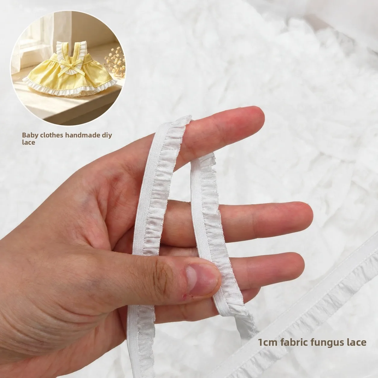 10Yards/1cm elastic cloth fungus edge lace handmade DIY baby clothes clothing accessories wrinkled ruffle edge elastic band A035