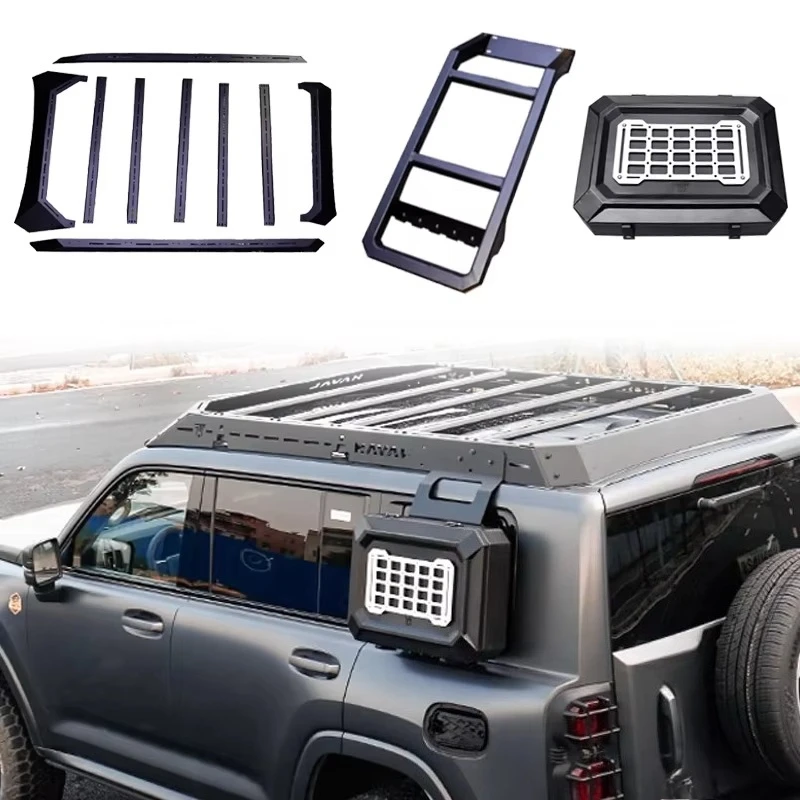

High Performance 3-Piece Set Aluminum Alloy Retractable Side Ladder Roof Rack Side Bag for H9 2025 Accessories