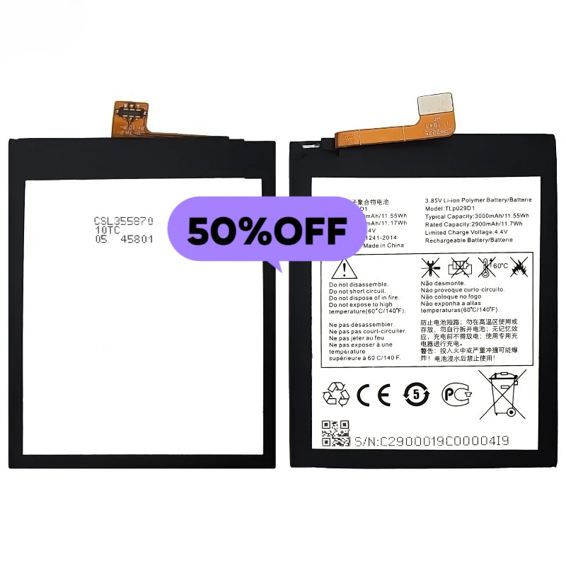 TLP029D1 for Alcatel 3 2018/OT-5052/5052D/5052A/5052Y/5086D/5086Y/5086A/3L 2018/3x 2018/OT-5058/5058I/5058T  Phone Batteries