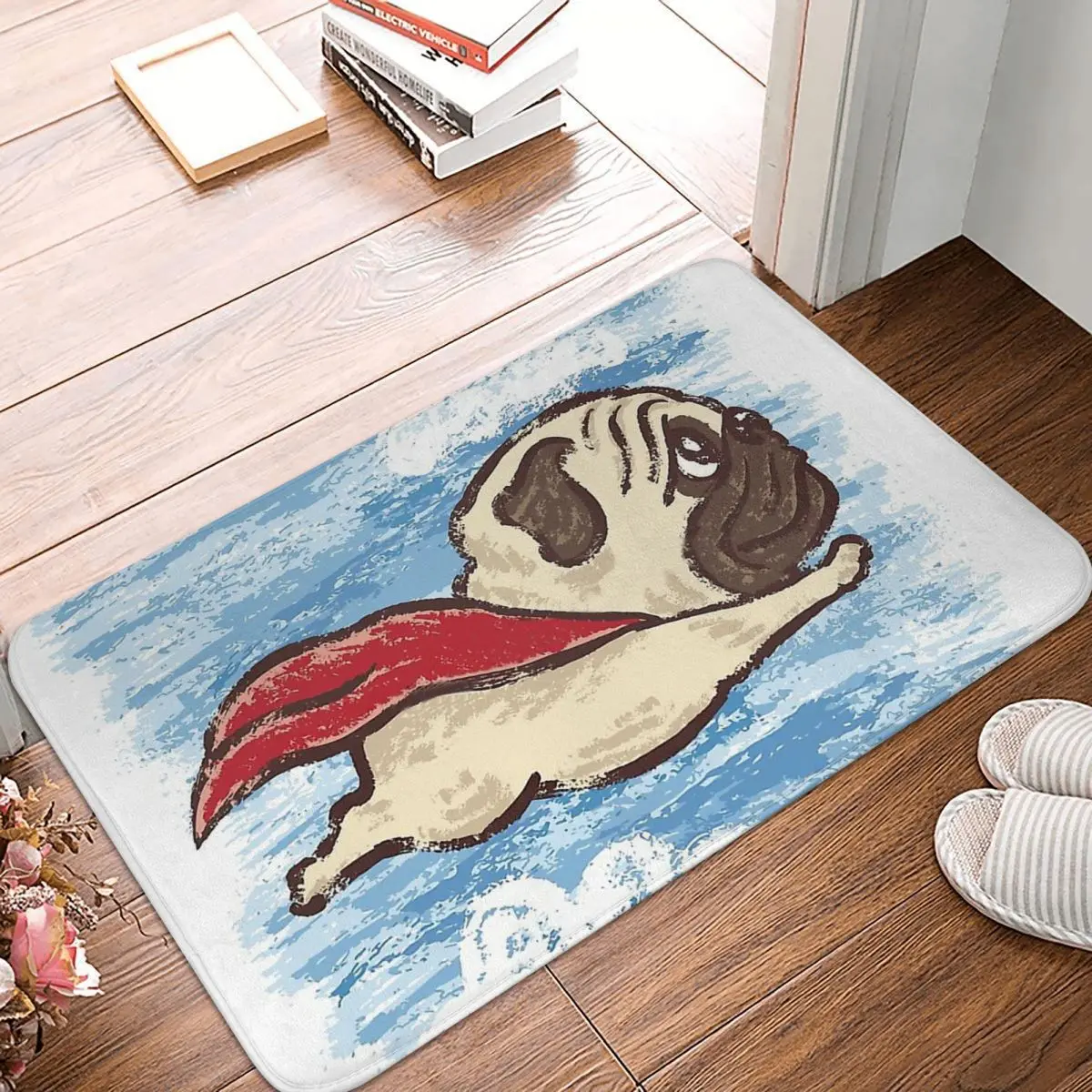 Animal Bathroom Mat Flying Pug Doormat Living Room Carpet Balcony Rug Home Decoration