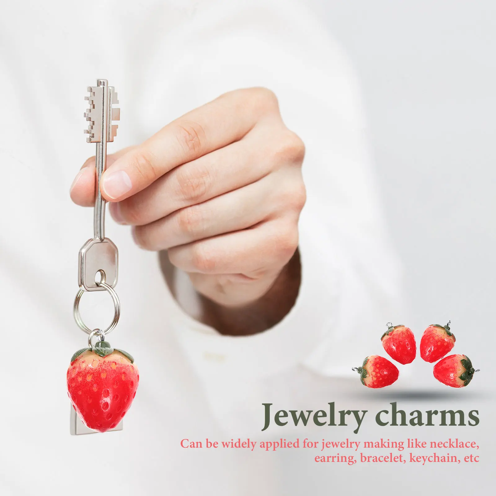 

10 Pcs Strawberry Resin Jewelry Fruit Pendant 3d Pendants Strawberries Charms Bead Diy for Necklace Accessories