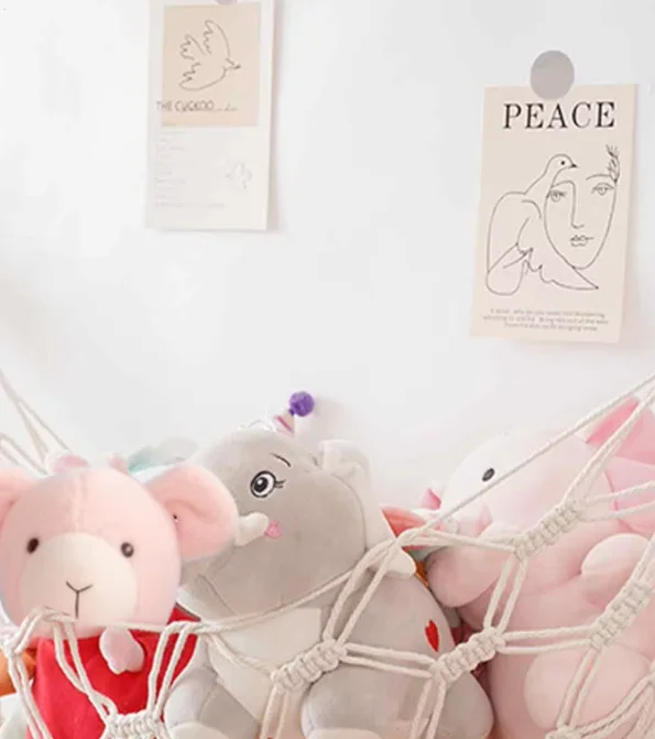Stuffed Animal Hammock Plush Hammock Wall-Mounted Corner Holder Organizer Storage for Playroom Nursery Dorm Bedroom Decor