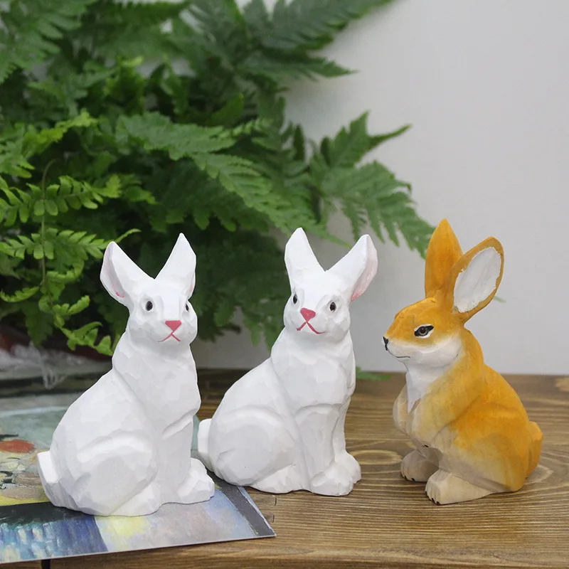 

Креативное дерево ручной работы с резным кроликом, украшение для дома, гостиной, декоративное ремесло, праздничный подарок