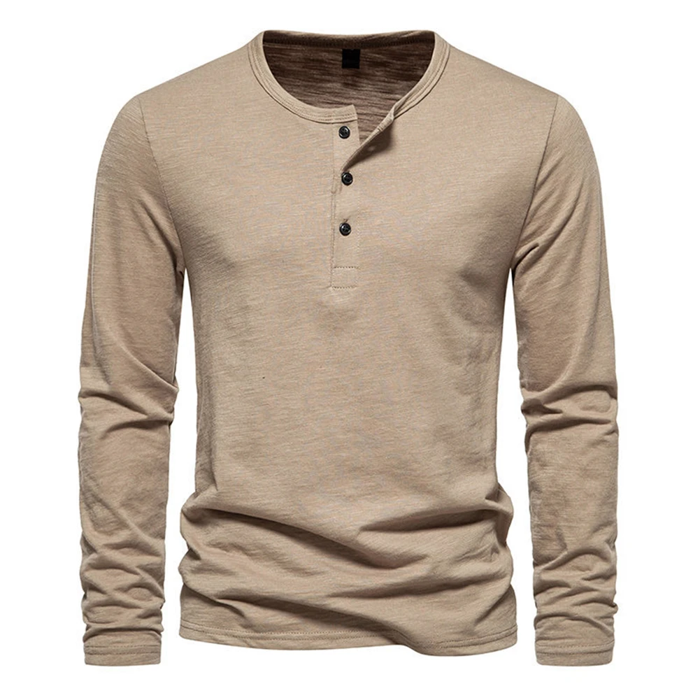 Mens Autumn High Quality Cotton Pullover Slim Fit Casual Long Sleeves Shirt Breathable Outdoor T Shirts Top Sport Shirts