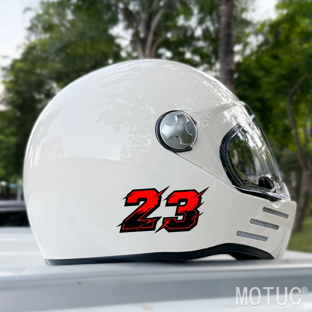 2 Stück/Set Rot-Schwarze Blitz-Rennnummern-Aufkleber, Wasserfeste Aufkleber für Motorradhelm & Karosserie-Dekoration