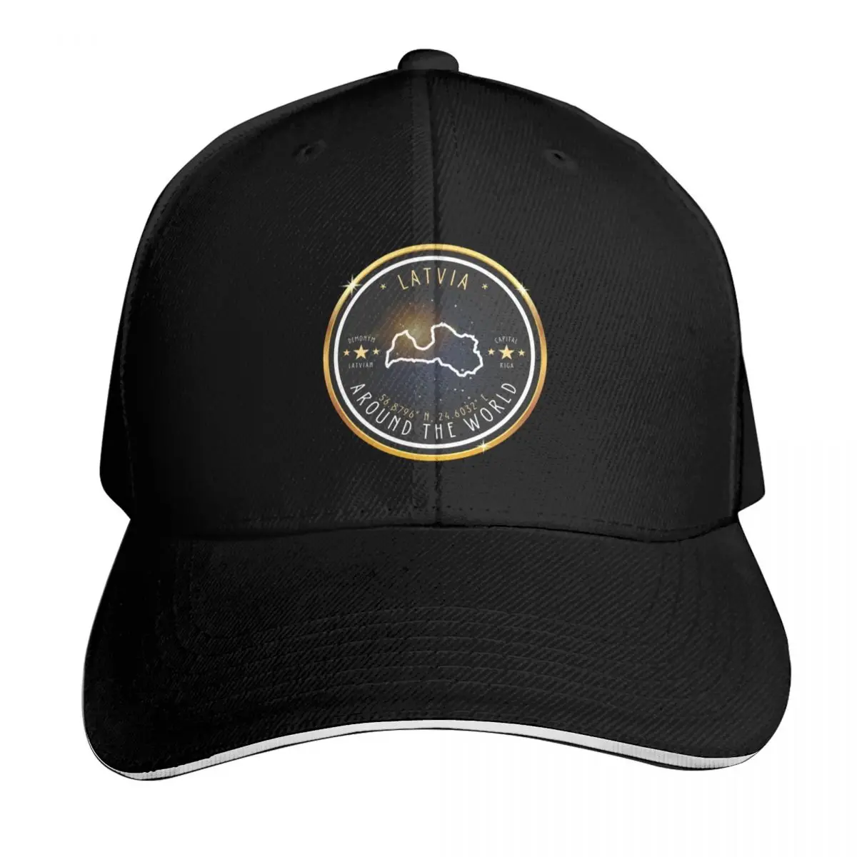 Latvia Souvenir Country Map Outline | Latvia Coordinates Baseball Cap Men Women Casual Summer Sport Sun Cap