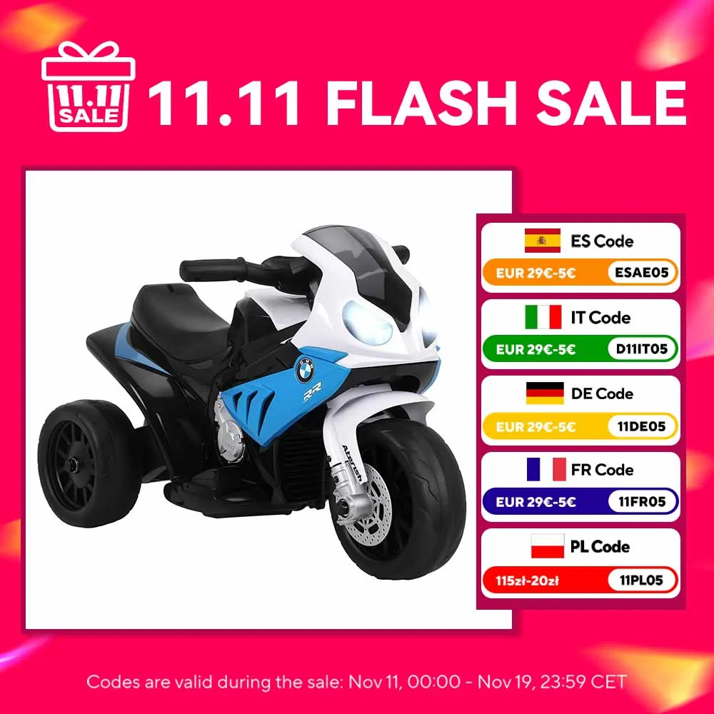 Homcom Moto électrique pour enfants 18-36 mois 66X37X44 cm Bleu