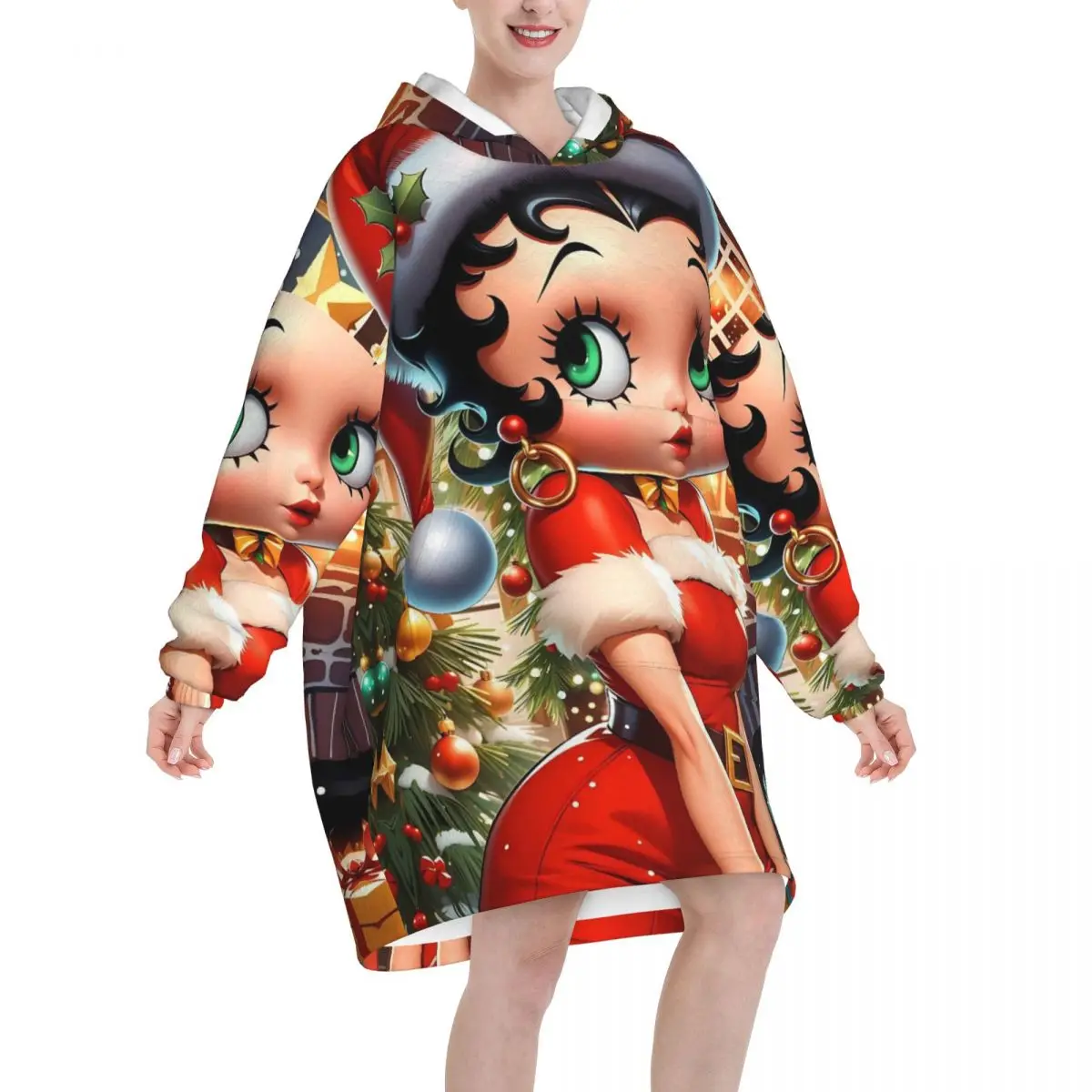 B-Bettys Boops Blanket Hoodie Wearable Blanket Large with Pocket Warm Sleeping Bag Soft Cozy Onesie view 3