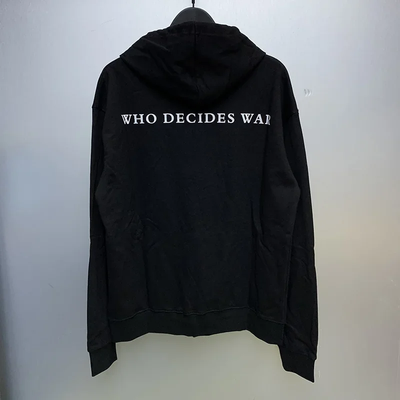 24FW High Quality Cotton Who Decides War Hoodie Hooded Men Women Oversized Pullovers Retro Abstract Pattern Print Sweatshirts