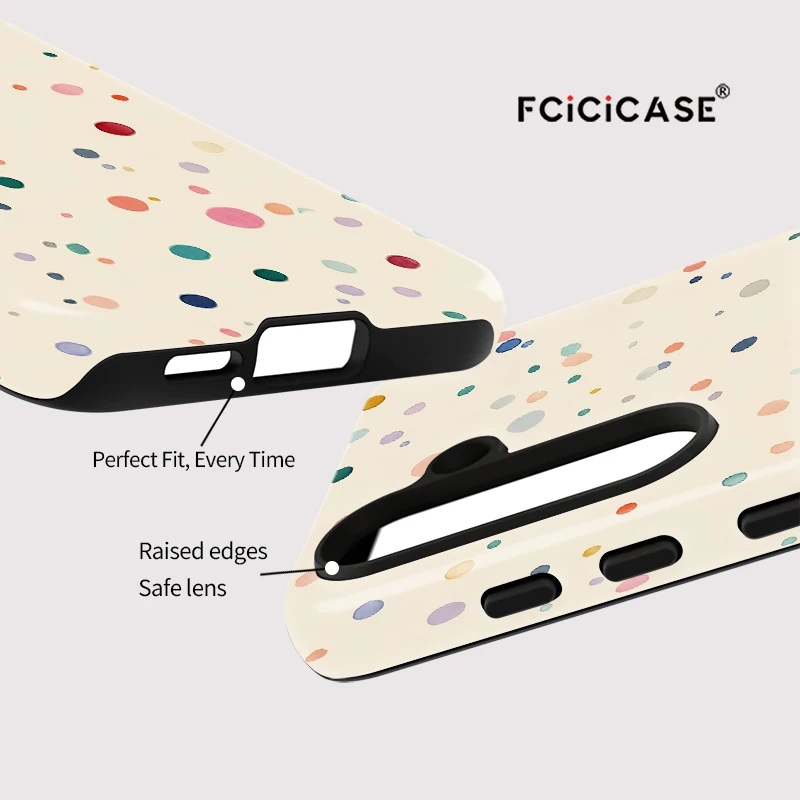 Etui na telefon Fcicicase z kolorowym wzorem okrągłych kropek do Samsung Galaxy A26 A56 A36 A16 A 16 5G, odporne na wstrząsy, matowe, silikonowe.