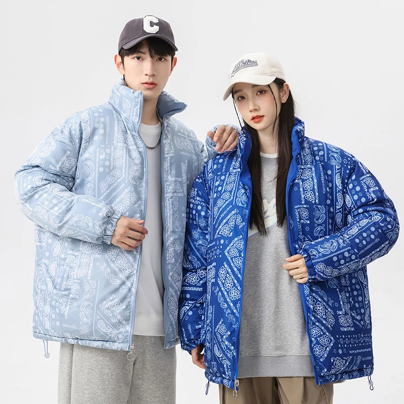 2024 Winter Warm Student Puffer Jacket Cotton Coat Double-sided Wearing Men\'s Cotton-padded Jacket Loose Fashionable Plus Size