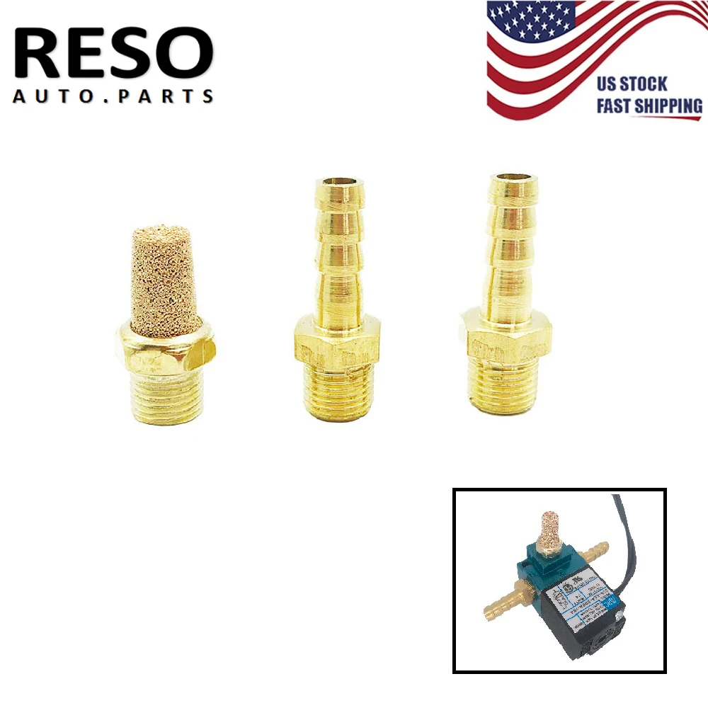 RESO  Brass Connectors Fittings Sintered Air Vent Muffler For MAC Solenoid Valve