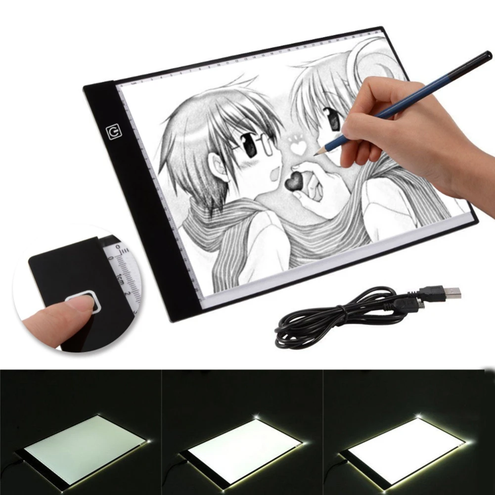 A3/a4/a5 dreistufiges dimm bares LED-Lichtpad-Zeichenbrett-Zeichenbrett-Tracing-Lichtbox-Augenschutz einfacher für Diamant malerei