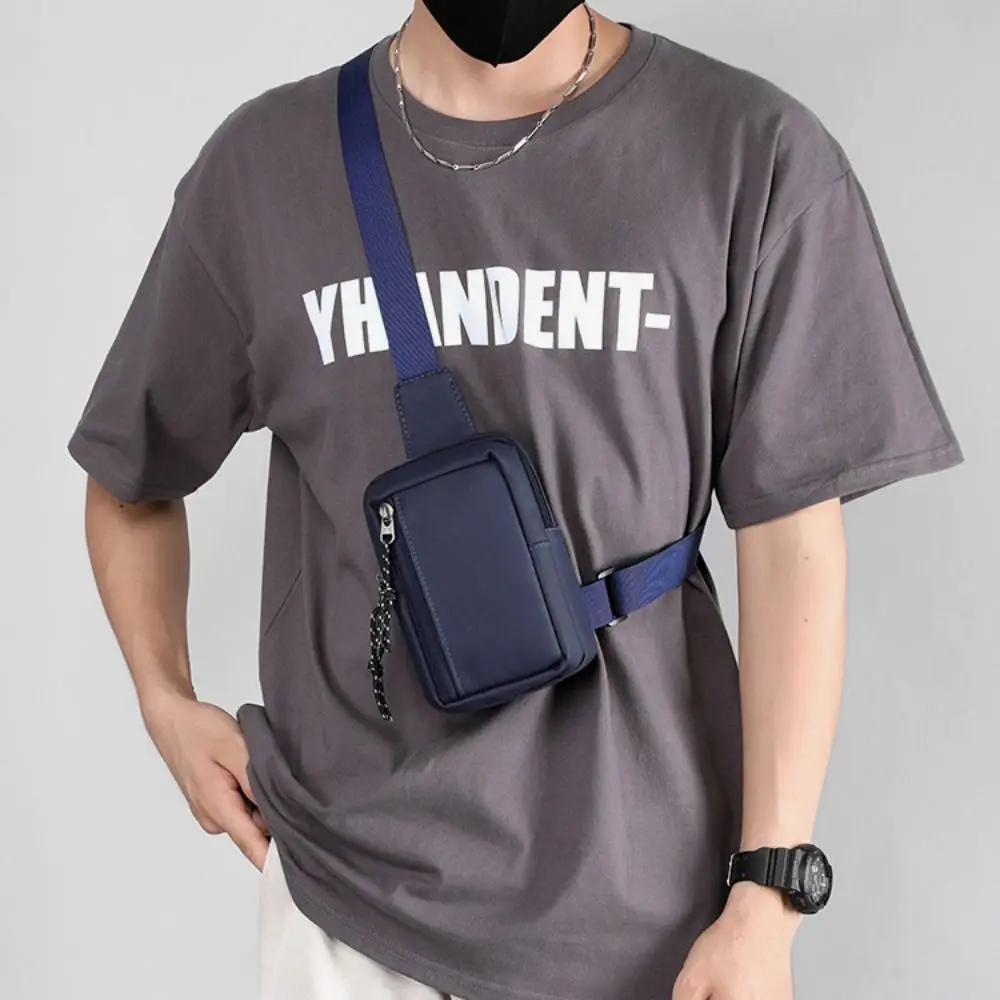 Casual Side Sling Men Chest Bag Solid Color Crossbody Bag Male Shoulder Bag Oxford Phone Bag Man Phone Bag Running