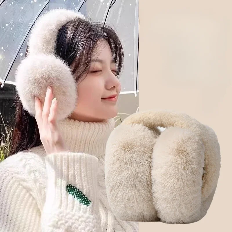 Fashion Portable Earmuffs Outdoor Cold Protection Women Men Faux Fur Ear-Muffs Foldable Soft Plush Earflaps Winter Accessories