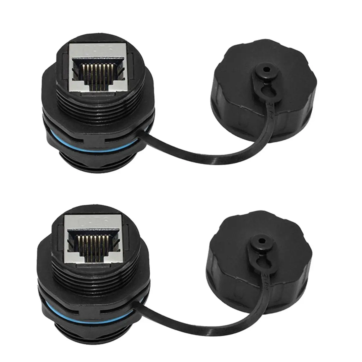 16PCS RJ45 Panel Mount Coupler, IP68 Shielded Industrial Panel Mount Ethernet LAN Through Connector for CAT6/CAT5E/CAT5