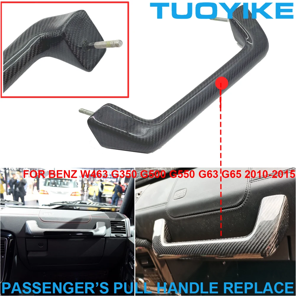 

Car Real Carbon Fiber Passenger Side Pull Handle Trim Replace Modification For Mercedes-Benz W463 G350 G500 G550 G63 G65 2010-15