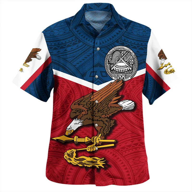 Summer 3D Printing Polynesian Samoa Flag Shirts For Men Samoa Coat Of Arms Graphic Shirts & Blouses Fashion Vintage Women Shirt