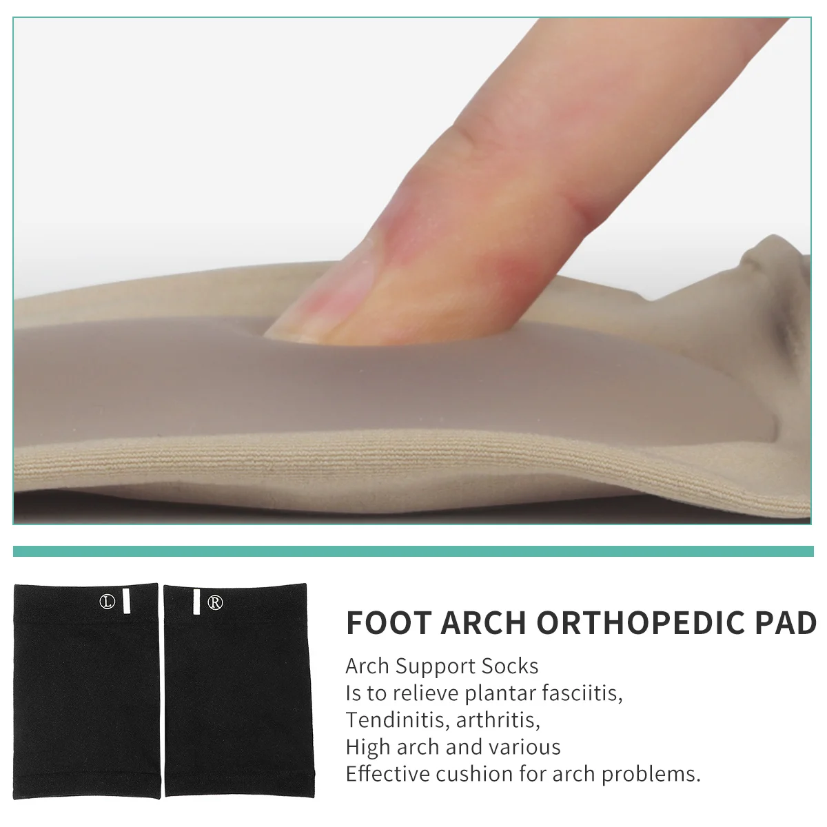 

1Pair Foot Arch Support Pad Corrugated Thick Elastic Insoles Flatfoot Pad Massage Cushion Durable and Supportive