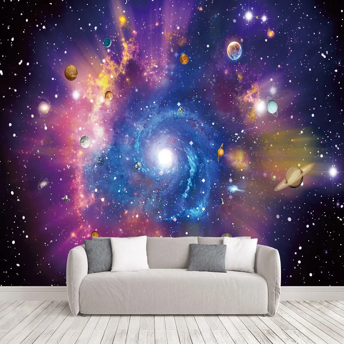 

Custom 3D Mural Kid Wall Paper Universe Starry Sky Background Wall Covering Painting Living Room Bedroom Self-Adhesive Wallpaper